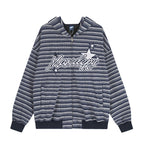 Loose striped hooded jacket sweatshirt