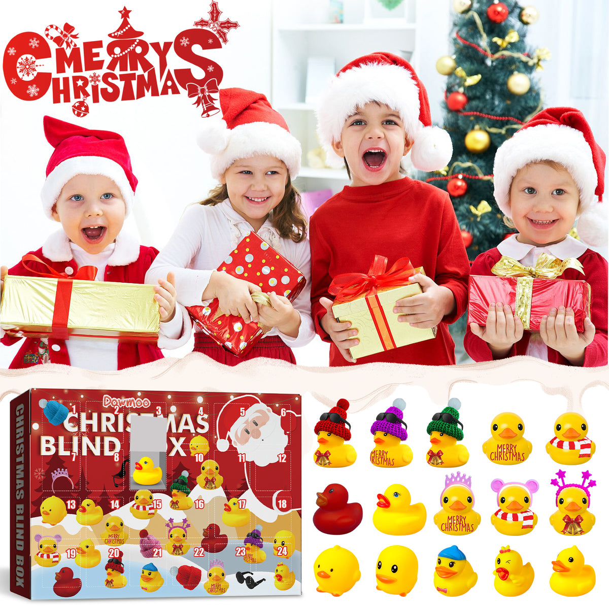 Christmas Duckling Blind Box, 24-Grid Surprise Gift Box