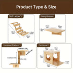 Wall-Mounted Cat Furniture Set with Hammock and Scratching Post