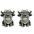 Brass Cow Head Paracord Bead Set, Western Calf Cutter Lanyard Pendants for Knife EDC & DIY Bracelets