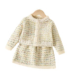 Tweed Knit Two-Piece Skirt Set Girls Princess Dress