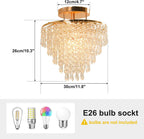 Gold Crystal Flush Mount Chandelier 30cm Ceiling Light