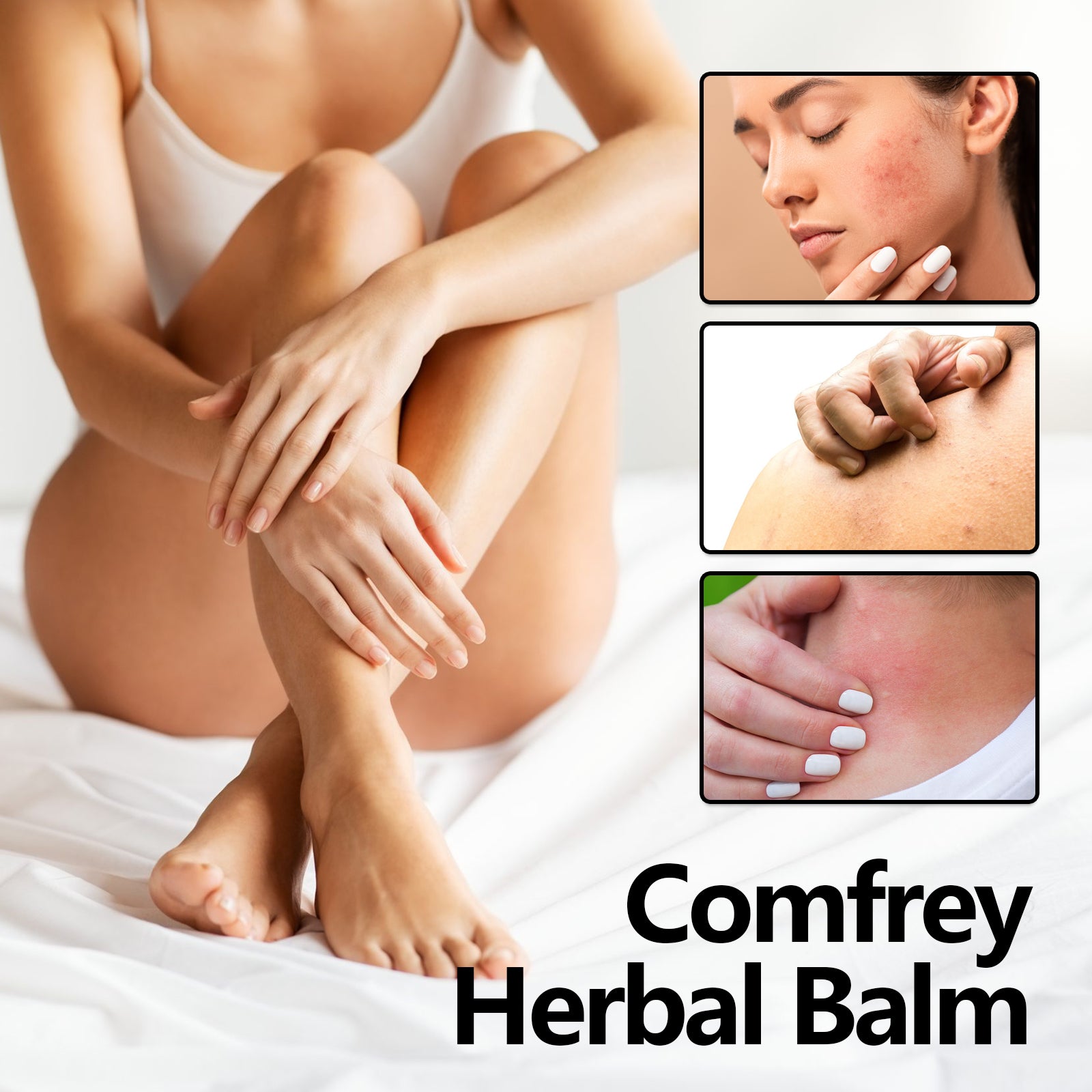 OUHOE Comfrey Herbal Balm, Relieve Skin Mosquito Bites Itch Relieving Itching Repair Cream Bar For External Use Only