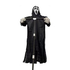 Scary Halloween Ghost Robe Costume with Crow Prop – Horror Phantom Cloak Dress for Men, Women & Cosplay