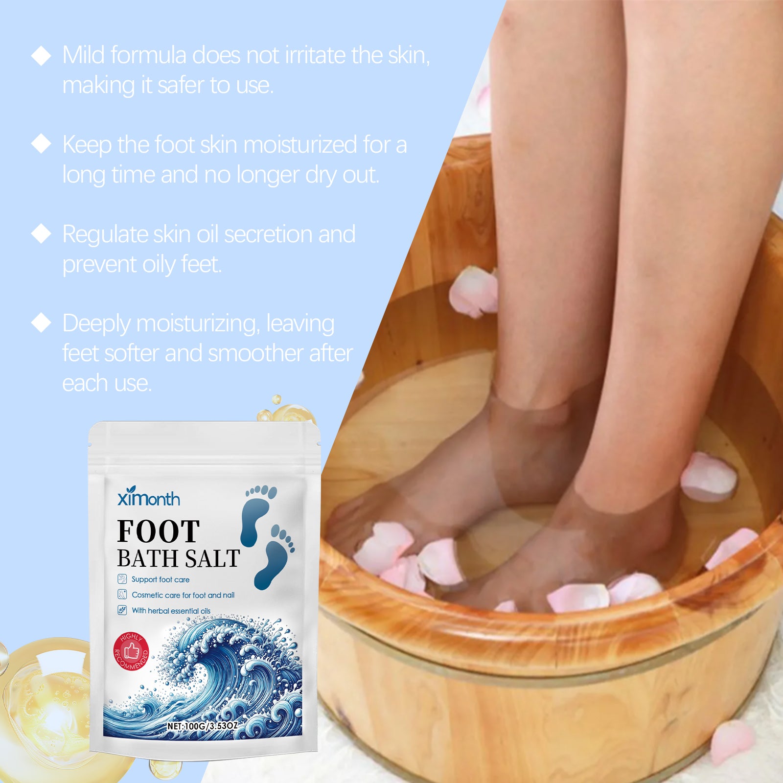Ximonth Body Foot Care Foot Bath Salts Moisturize Body Skin Firming Skin Foot Care Soak Feet