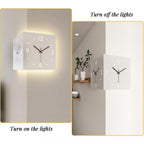 Nordic Dual-Glow Silent LED Corner Wall Clock, Modern Minimalist Decor