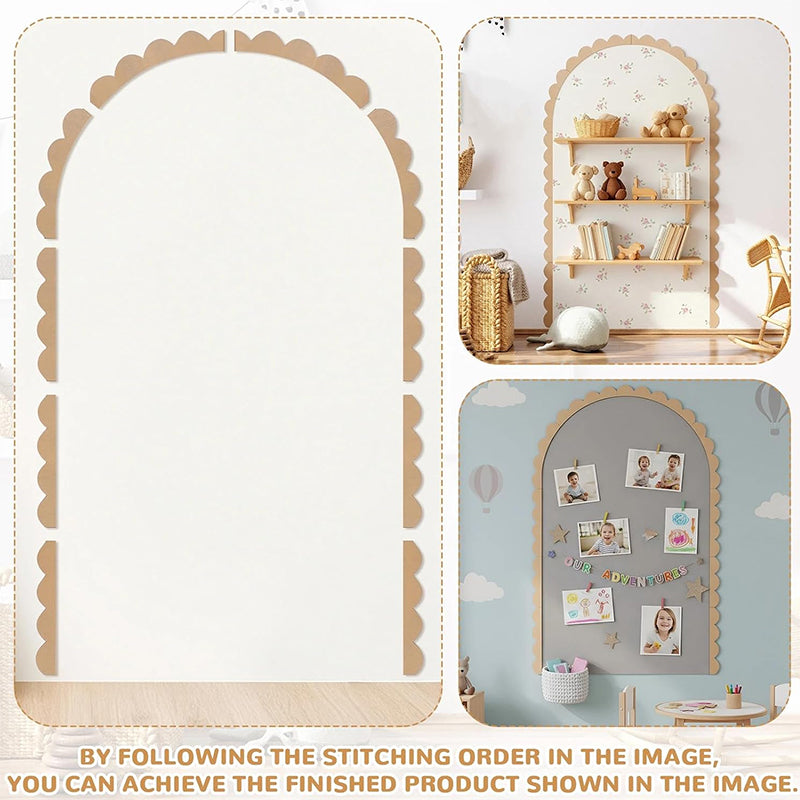 Unfinished Wood Arch Wall Decor – Rustic Scalloped Wooden Frame Trim for Nursery, Kids Room & DIY Crafts