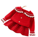 Preppy Girls Knit Cardigan and Skirt Two-Piece Set