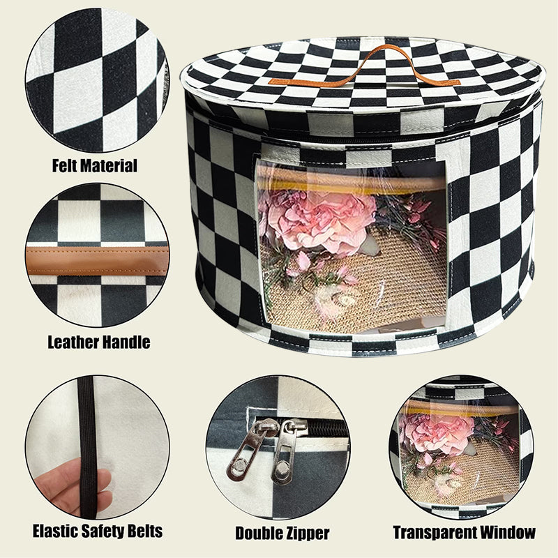 Large Circular Foldable Felt Hat Storage Box with Zipper – Dustproof Travel Cap Organizer, Wardrobe Hat Holder
