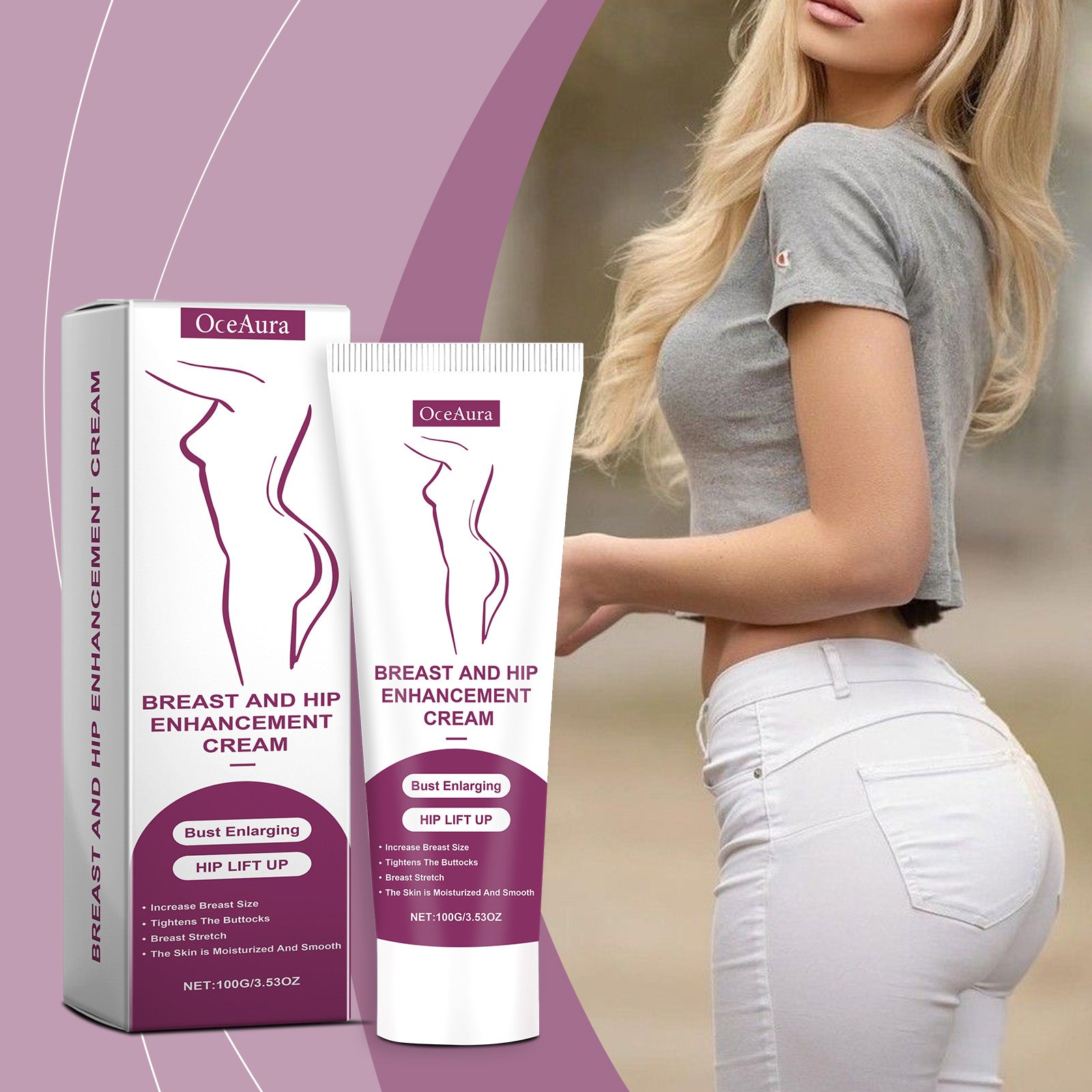 OceAura Buttock And Chest Care Cream Buttock And Chest Skin Moisturizing Care Elastic Moist And Smooth Skin Daily Body Care