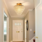Gold Crystal Flush Mount Chandelier 30cm Ceiling Light