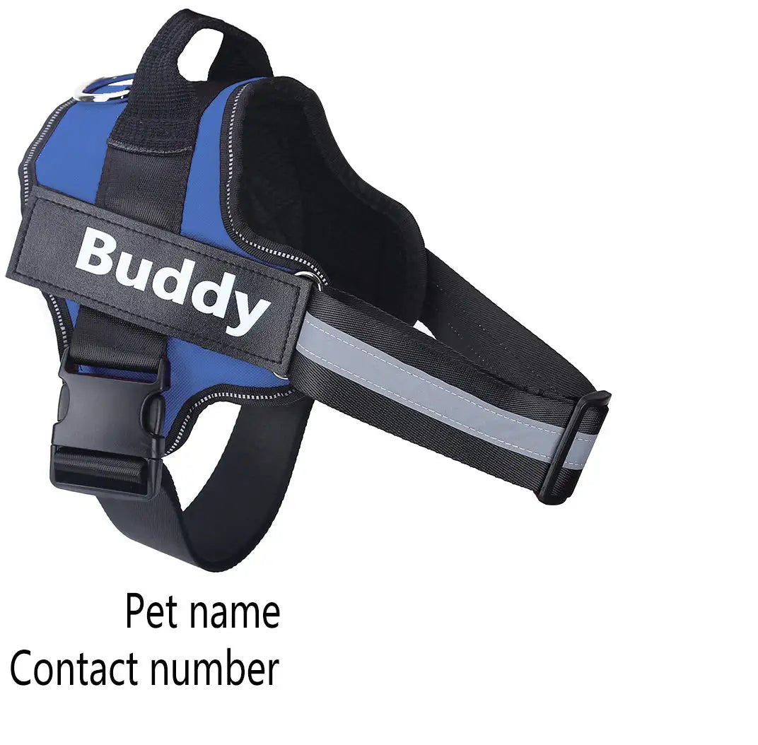 Personalized No-Pull Reflective Dog Harness with Custom Patch