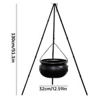 Halloween Black Witches Cauldron with Skeletons on Tripod – Outdoor Horror House Scary Prop, Home Halloween Decoration