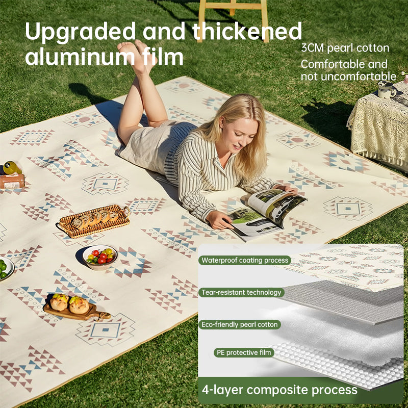 Portable Waterproof & Sandproof Picnic Blanket, Compact Outdoor Mat for Beach, Camping, Hiking, Travel