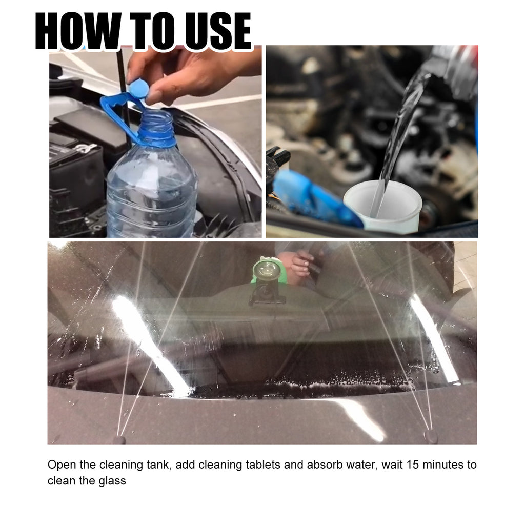 Windshield Washer Tablets, Vehicle Glass Renovation Decontamination Decontamination Maintenance Multi-Functional Cleaning Agent