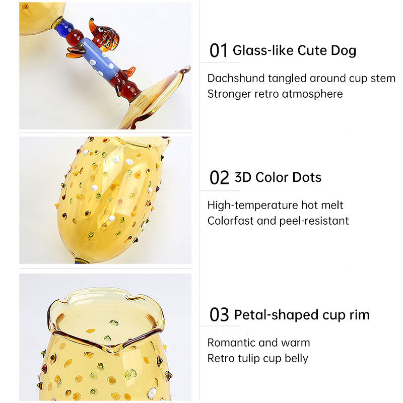 Handcrafted Dachshund Wine Glass – Cute Jelly Bean Dog Goblet, Heat-Resistant Colored Glass for Wine & Champagne