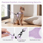Escape-Proof Reflective Cat Harness with AirTag Holder