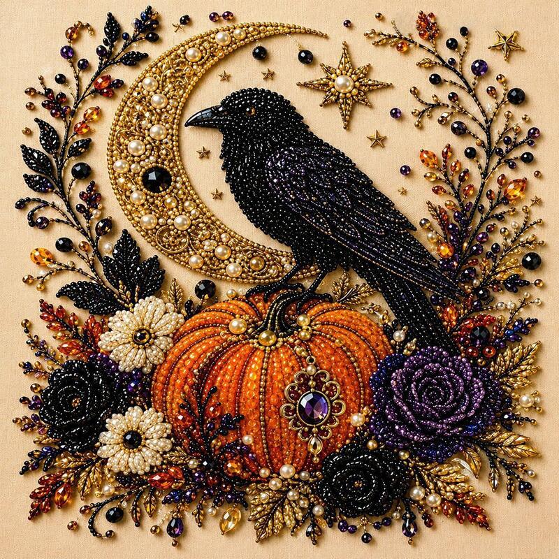 Spooky Ghost Diamond Art Kit, Halloween DIY Wall Decor for Adults & Beginners, Full Drill Gem Painting