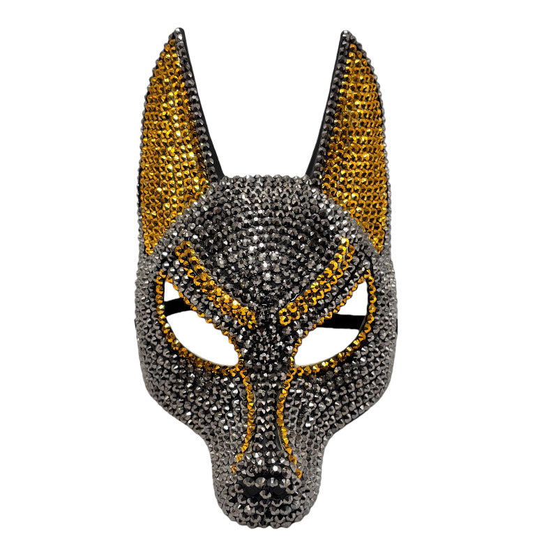 Sparkly Anubis Mask, Rhinestone Egyptian God Mask for Halloween & Masquerade Party