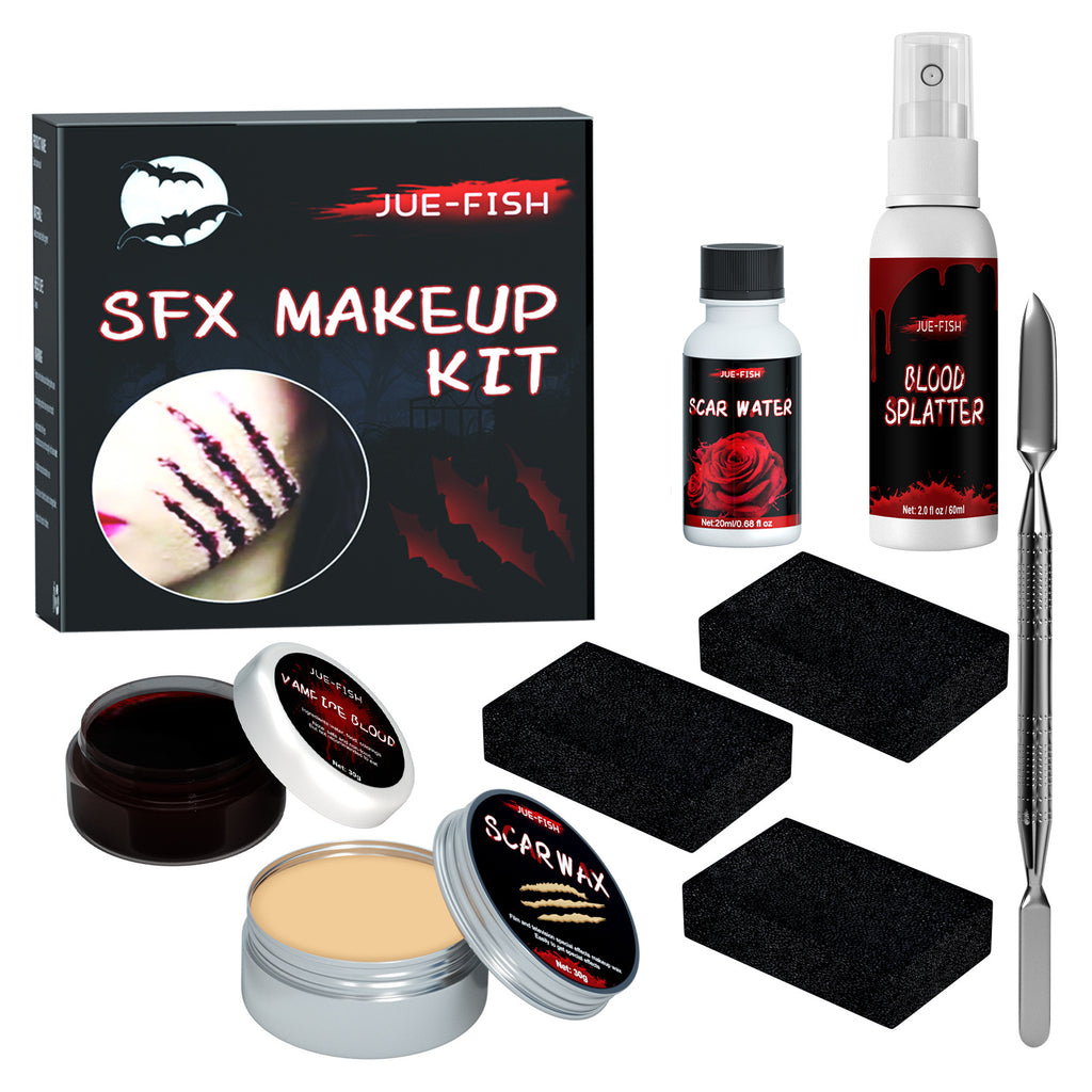 Halloween Special Effects Makeup Kit with Scar Wax and Fake Blood