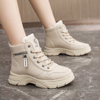 Solid color women's shoes with plush cotton shoes