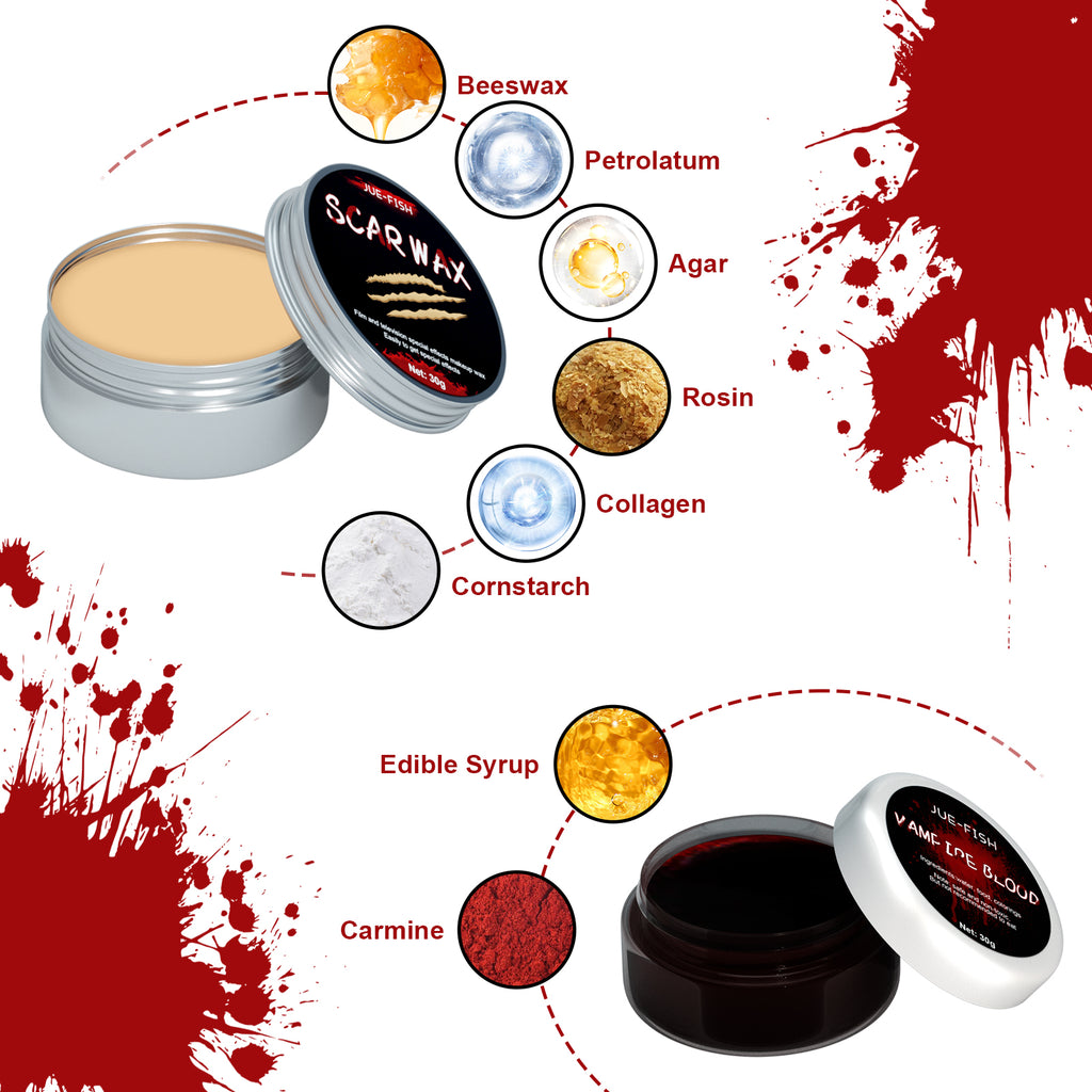Halloween Special Effects Makeup Kit with Scar Wax and Fake Blood