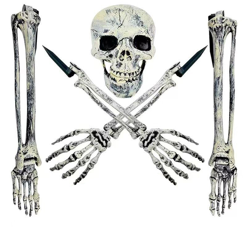 Halloween Skeleton Stakes: Realistic Skull, Head, Hands/Arms – For Party, Home, Garden, Lawn