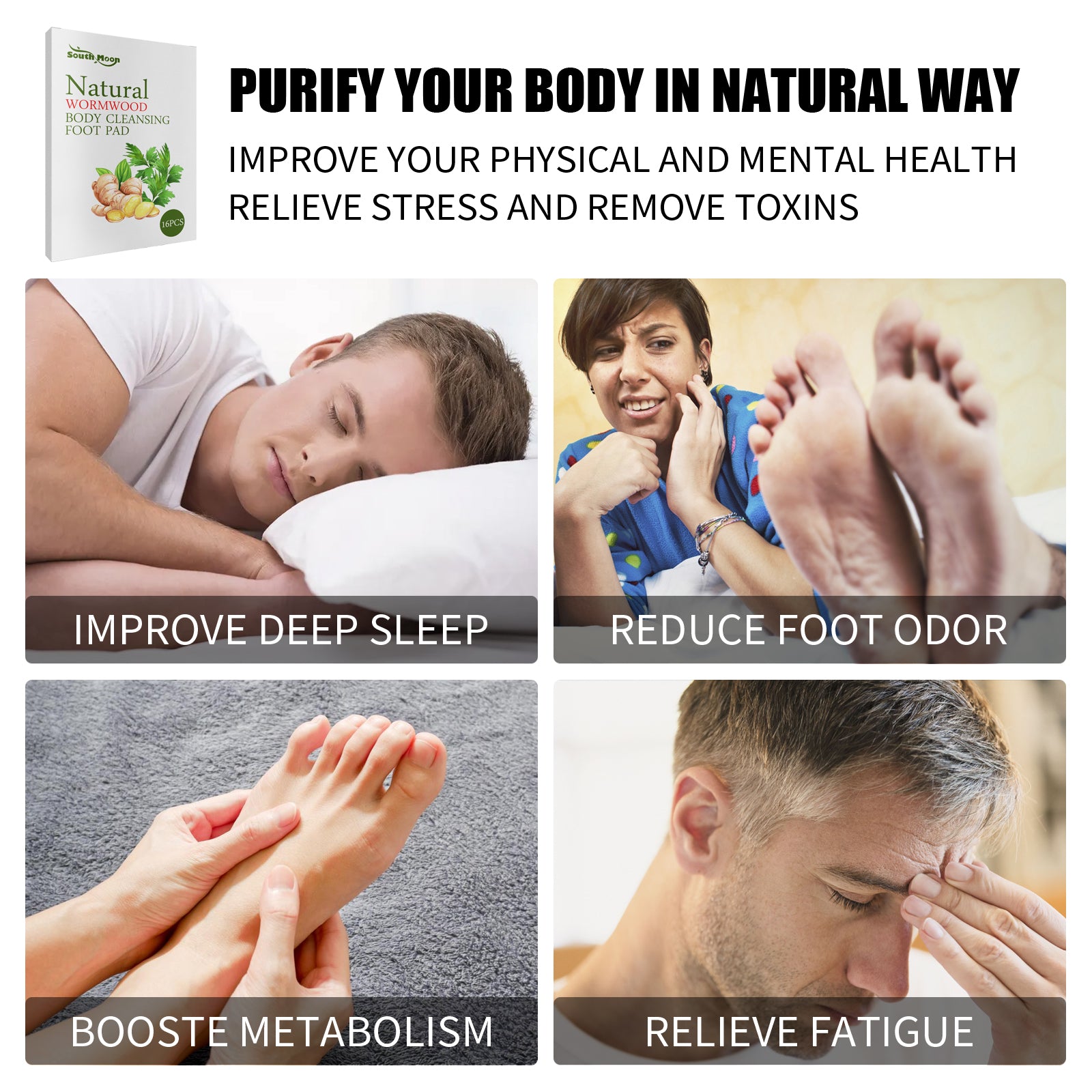South Moon Body Cleansing Pads, Relieve Body Stress Slimming Helps Sleep Foot Care Patch