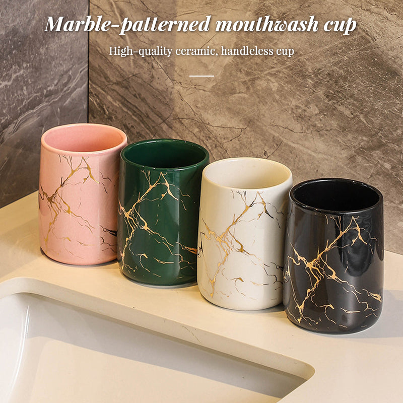 Luxury Couple’s Ceramic Cup Set – High-End Bathroom Tumblers