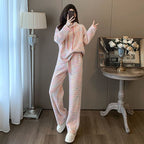 Casual Loose Hoodie and High-Waisted Wide-Leg Pants Two-Piece Set for Women, Rainbow Color, Lazy Style, Autumn and Spring Wear