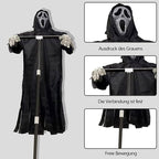 Scary Halloween Ghost Robe Costume with Crow Prop – Horror Phantom Cloak Dress for Men, Women & Cosplay