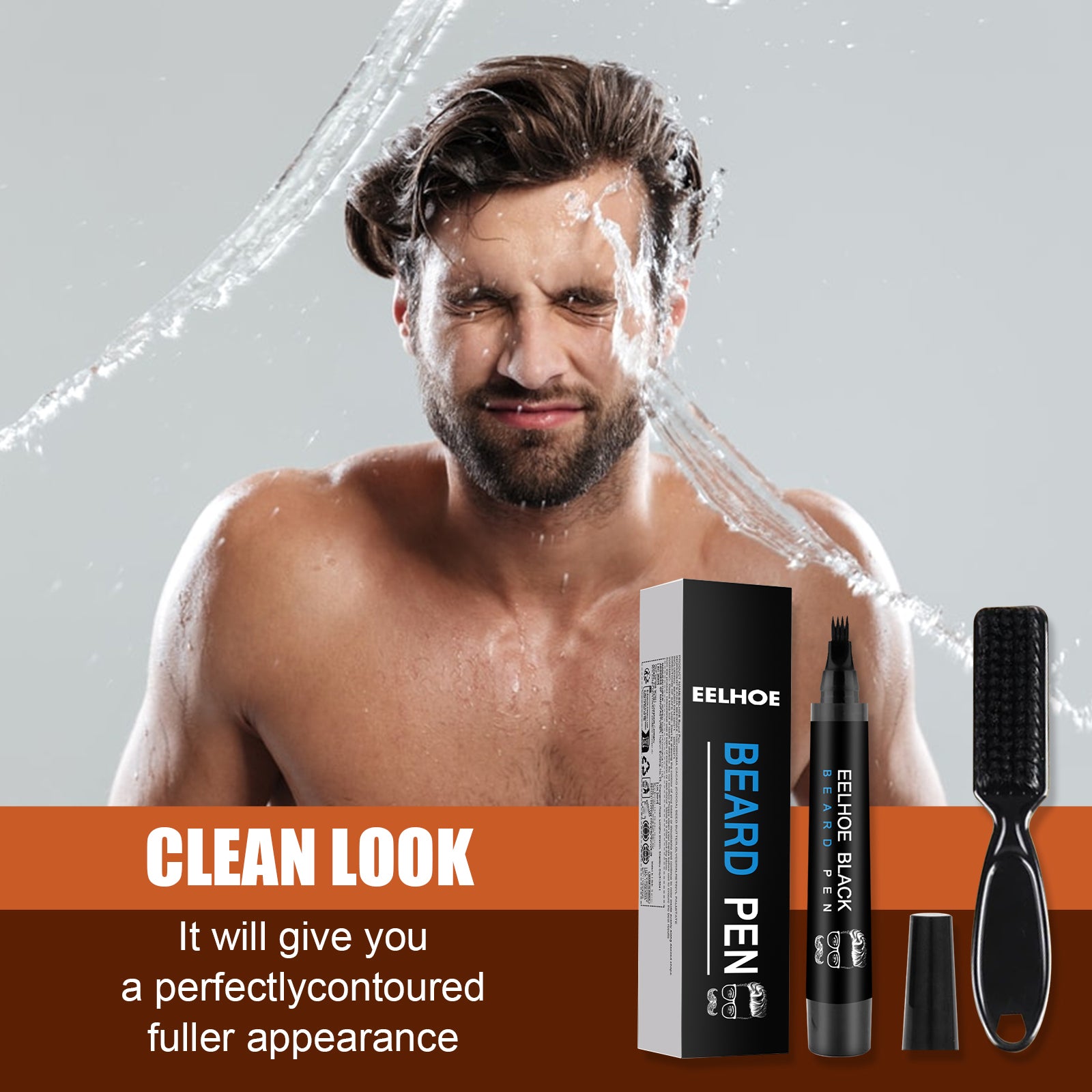 EELHOE Foreign Trade Cross-Border Beard Filler Pen Kit, Waterproof, Sweat Resistant, Makeup Free Beard Pen Beard Pen