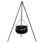 Halloween Black Witches Cauldron with Skeletons on Tripod – Outdoor Horror House Scary Prop, Home Halloween Decoration