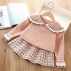 Preppy Girls Knit Cardigan and Skirt Two-Piece Set