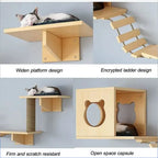 Wall-Mounted Cat Furniture Set with Hammock and Scratching Post