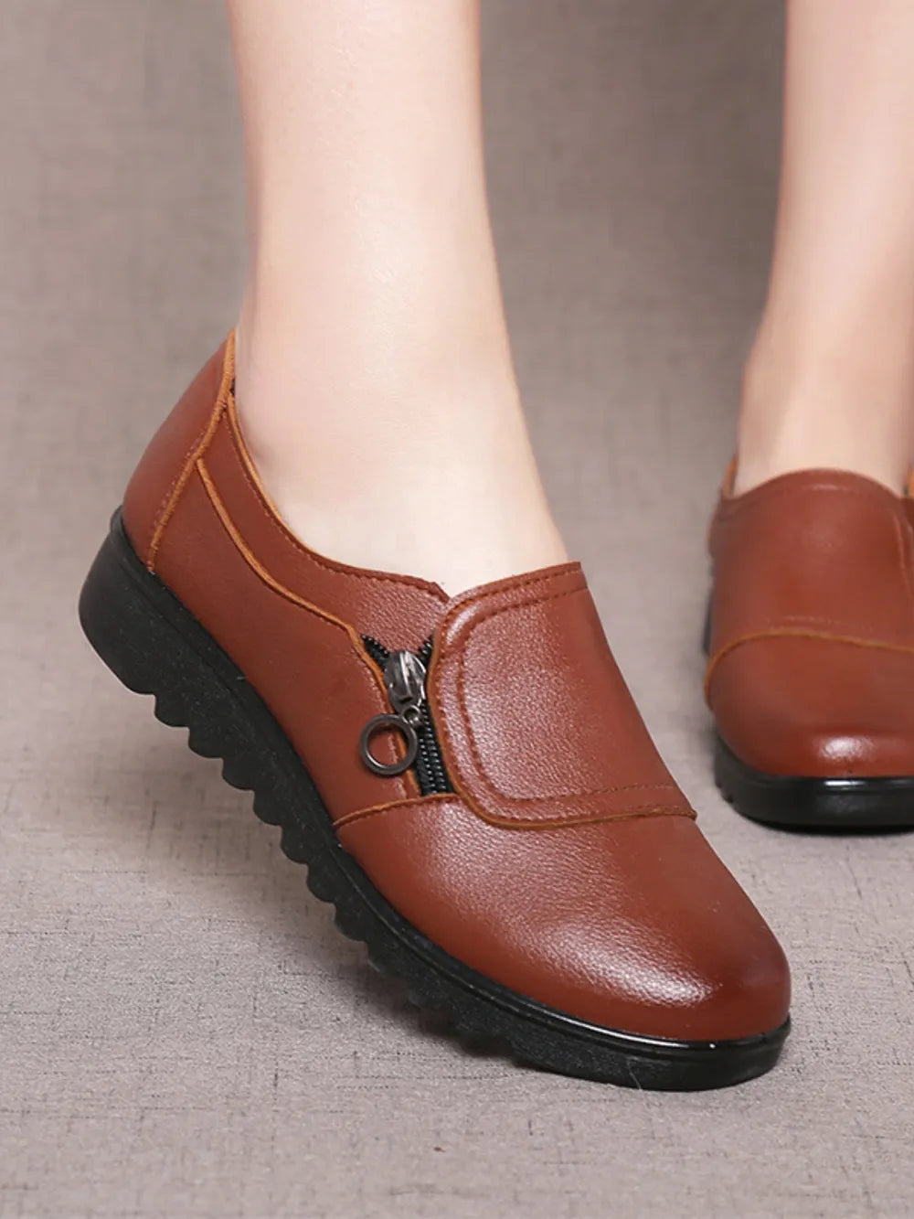 Women's Leather Shoes - Comfort Fit for Spring & Autumn