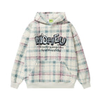 Plaid lamb wool hooded sweatshirt