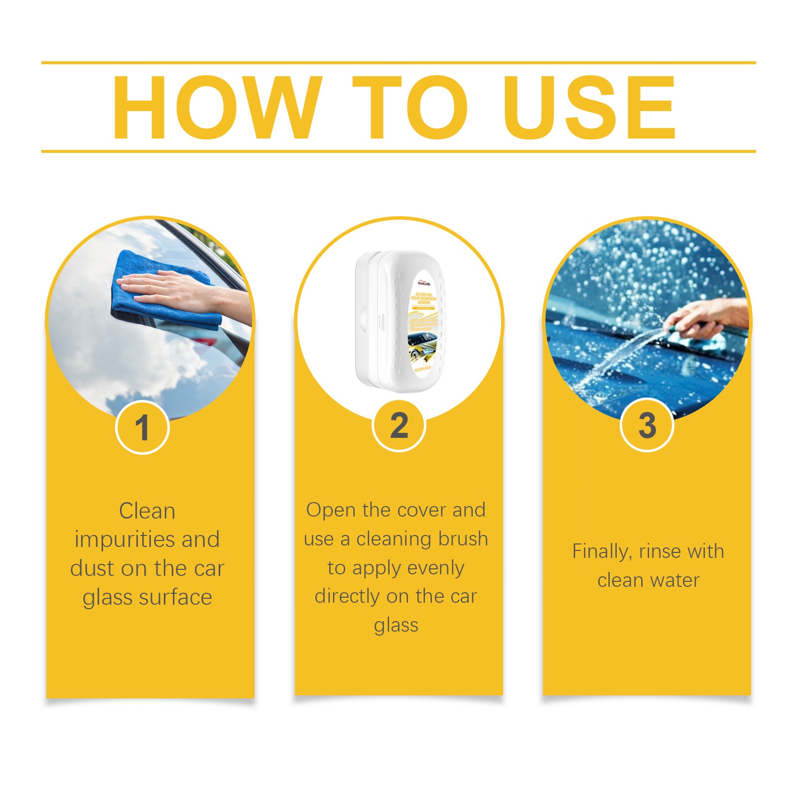 Homonth Car Glass Degreaser, Car Glass Degreaser Decontamination Waterproof Window Rainproof Cleaning Brush