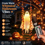 LED Luminous Hanging Swinging Ghost – Adjustable Brightness, Remote Control Halloween Yard Flying Ghost Decoration