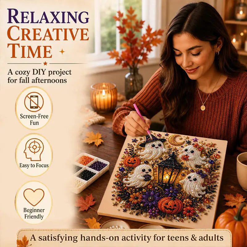 DIY Ghost Diamond Painting Kit for Halloween Wall Decor