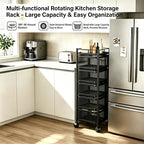 360° Rotating Storage Rack Kitchen Organizer Vegetable Basket Removable Cart Trolley Shelf 94cm
