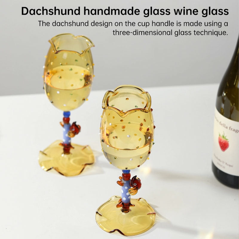 Handcrafted Dachshund Wine Glass – Cute Jelly Bean Dog Goblet, Heat-Resistant Colored Glass for Wine & Champagne