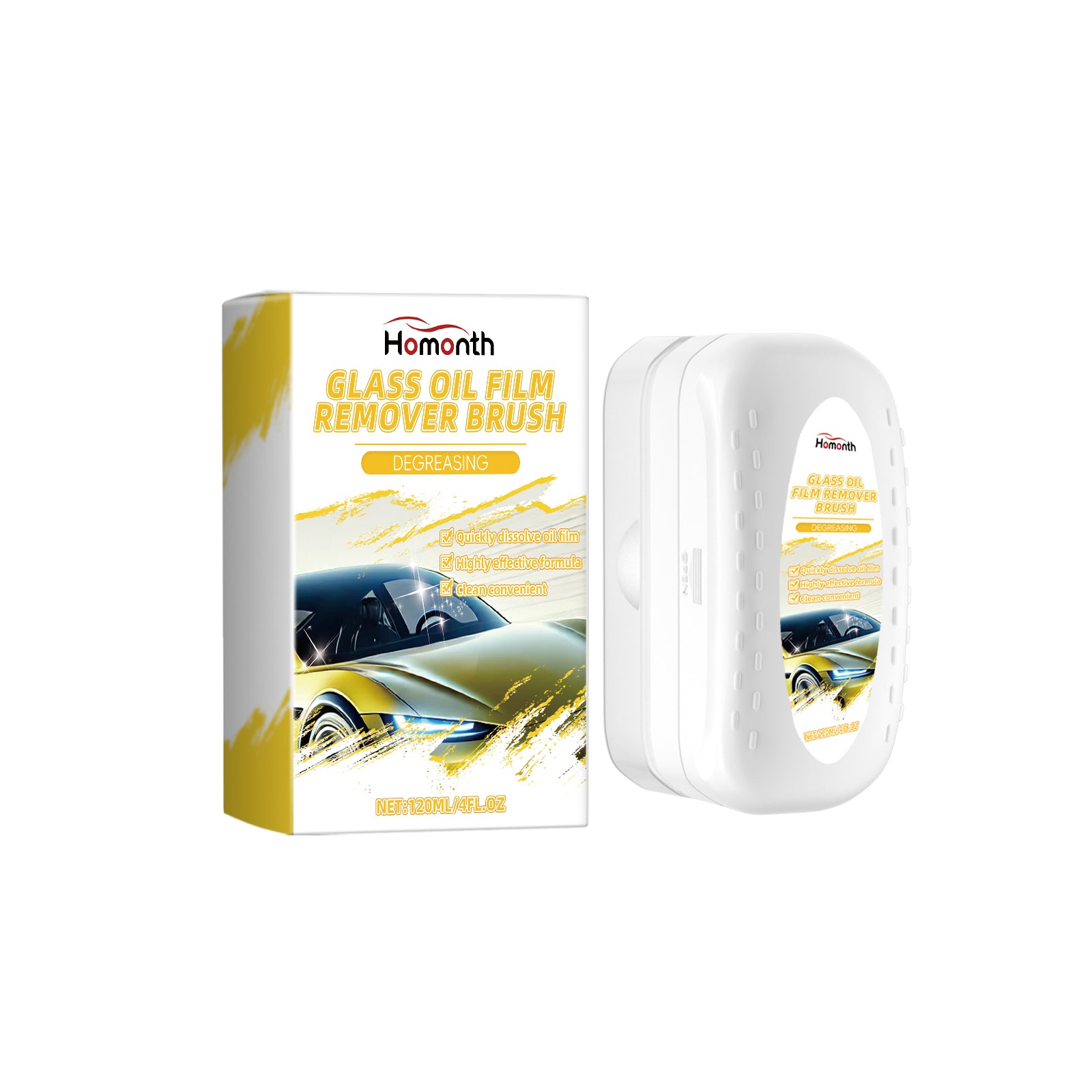 Homonth Car Glass Degreaser, Car Glass Degreaser Decontamination Waterproof Window Rainproof Cleaning Brush