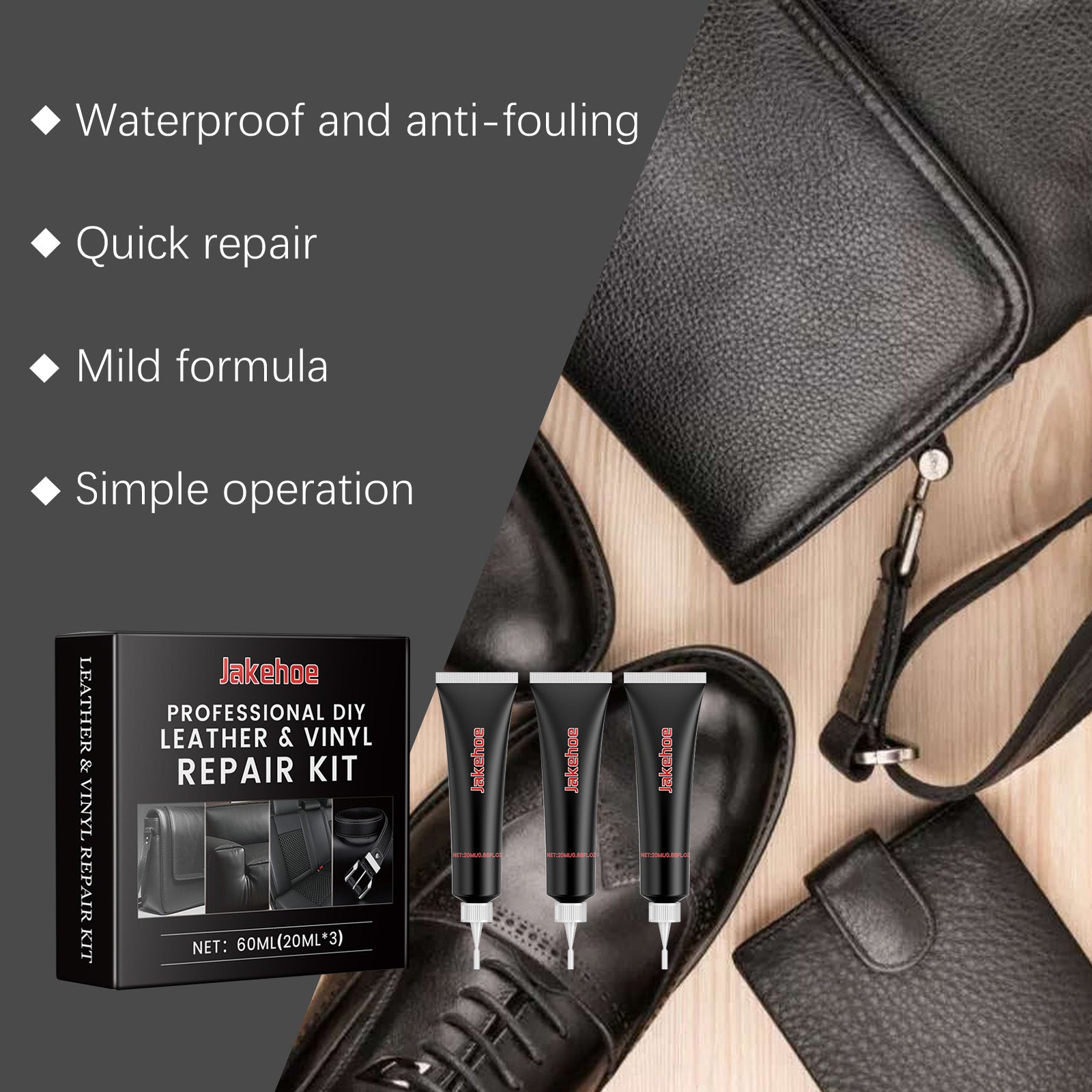 Jakehoe Leather Repair Kit Furniture Sofa Seats Car Interior Leather Cleaning Refurbishment Repair Cream