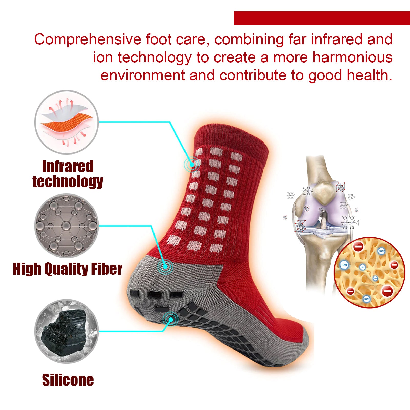 Foot Massage Socks, Outdoor Exercise Fitness Breathable Comfort Foot Massage Promote Non-Slip Warm Socks