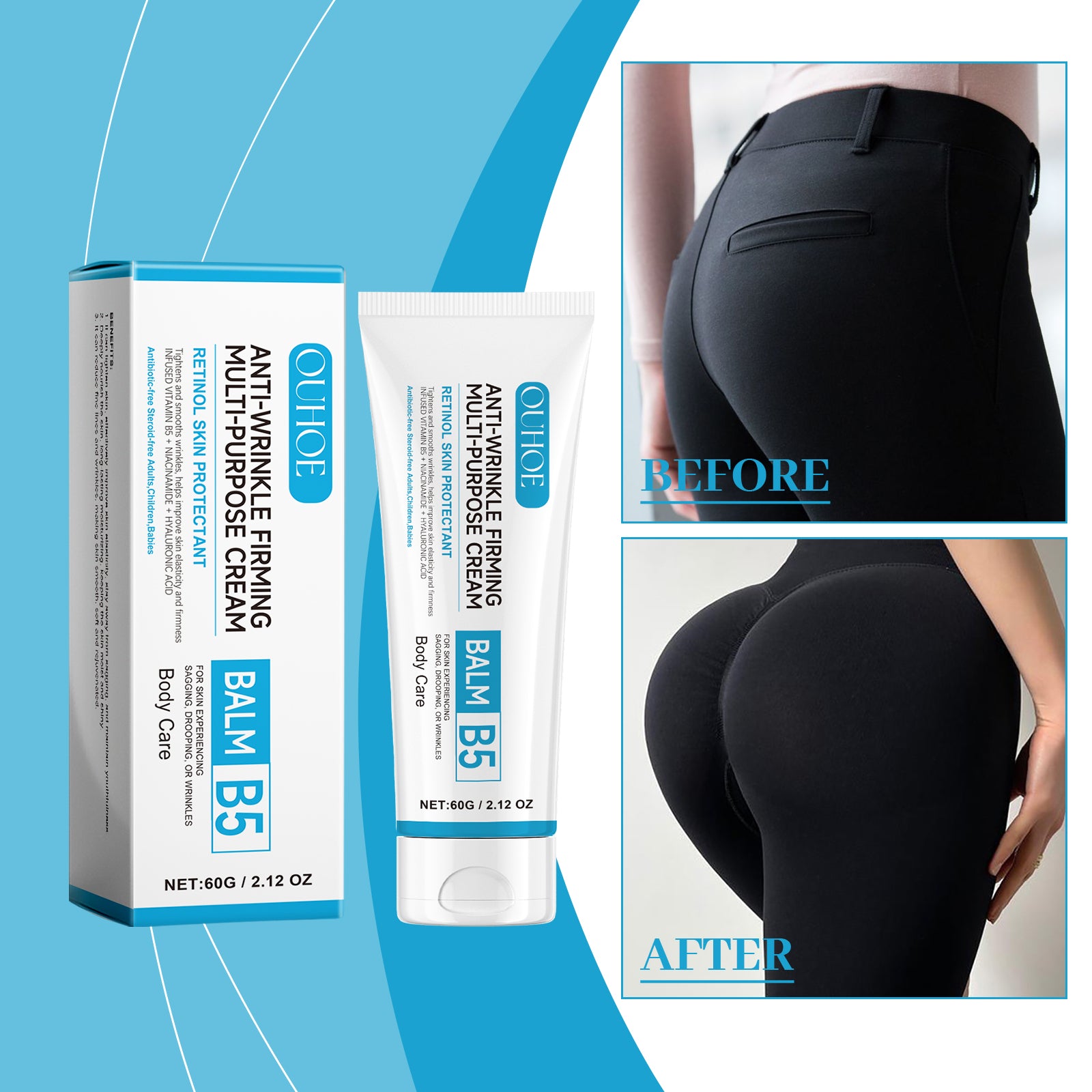 OUHOE Anti-Wrinkle Firming Multi-Purpose Cream, Body Buttocks Chest Legs Skin Moisturizing Massage Firming Cream