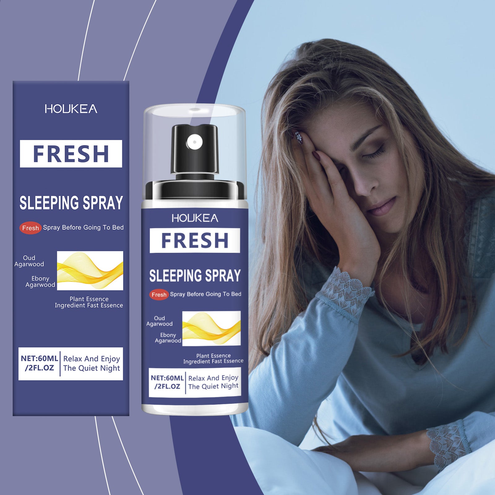 Houkea Refreshing Sleep Spray Herbal Ingredients Enjoy A Restful Night With A Moisturizing Body Sleep Treatment Spray
