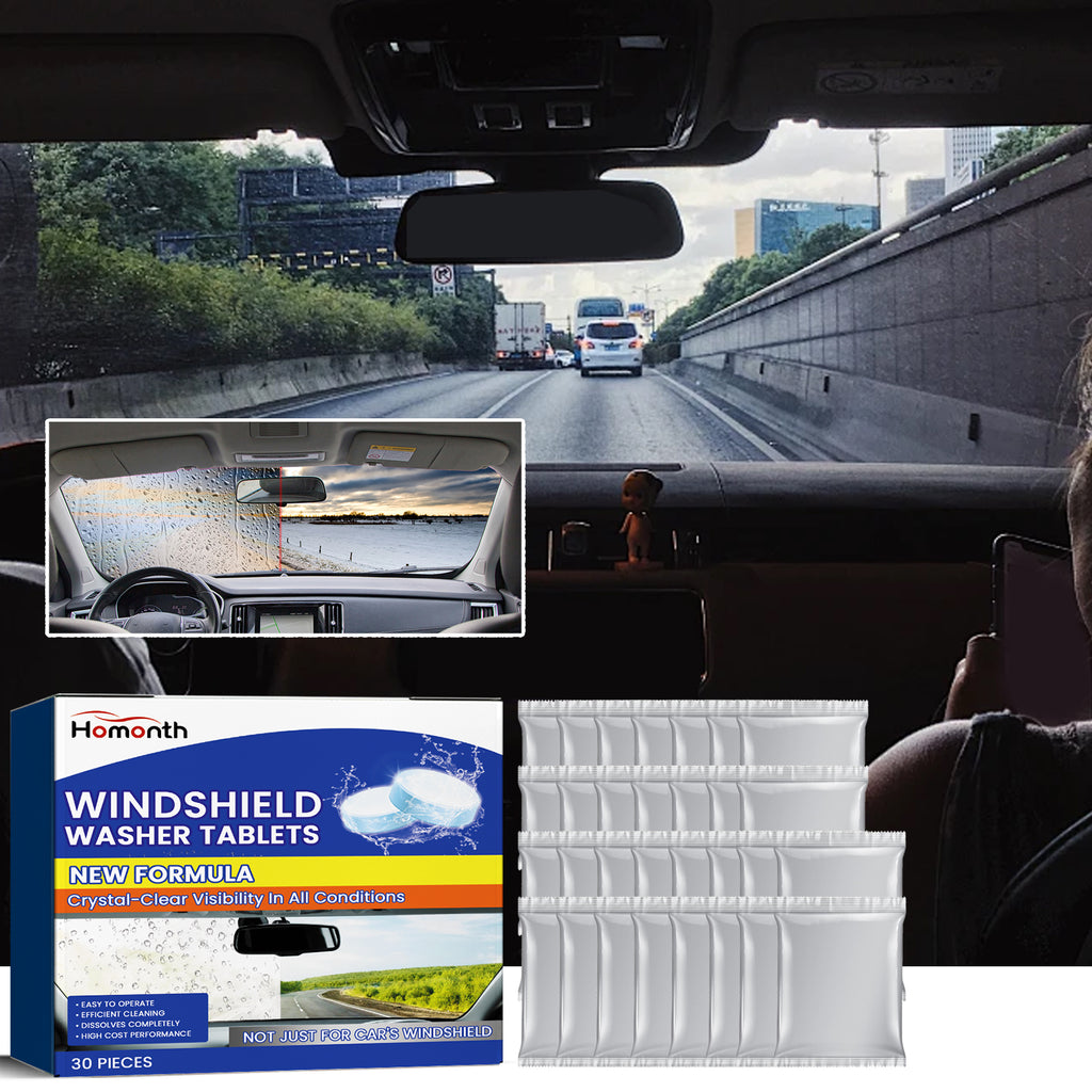 Windshield Washer Tablets, Vehicle Glass Renovation Decontamination Decontamination Maintenance Multi-Functional Cleaning Agent