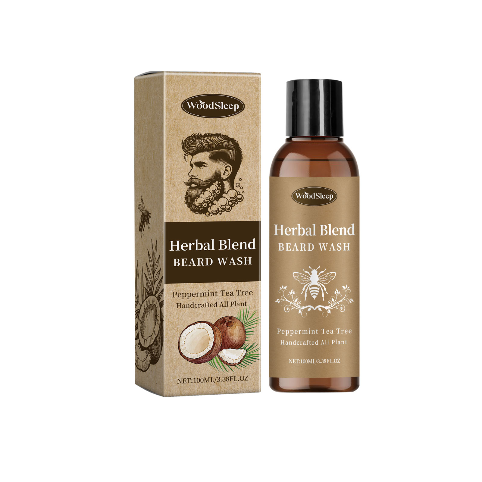 WoodSleep Facial Hair Cleanser For Men Gentle Cleansing Care Facial Hair Moisturizing And Moisturizing Care Solution