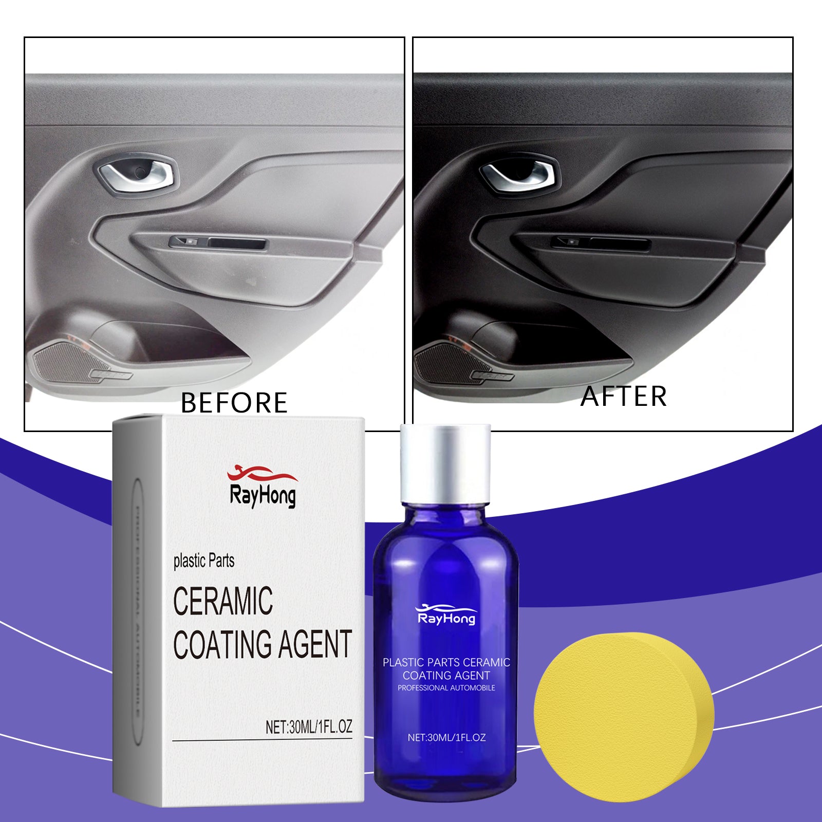 Rayhong Automotive Plastic Retreading Agent, Car Interior Seat Decoration Cleaning Decontamination Retreading Maintenance Cleaner